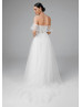 Off Shoulder Ivory Lace Sparkly Tulle Gorgeous Wedding Dress